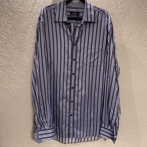Men’s ‘Bugatchi’ Blue Striped Button-Up Shirt (XXLT)